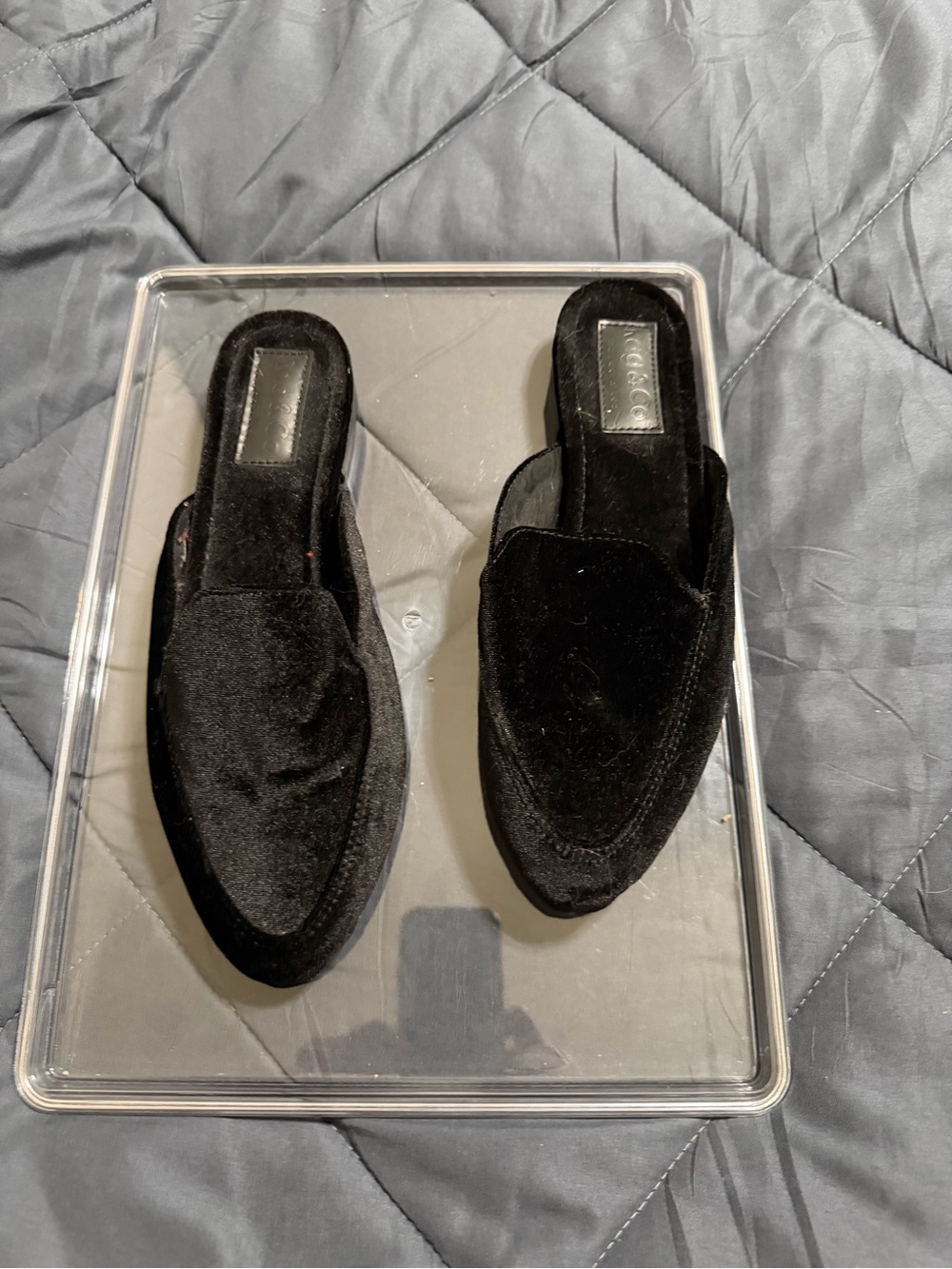 Black Velvet Slip-On Mules for Women by Rag & Co